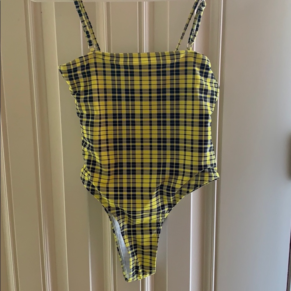 Black and yellow one piece swimsuit